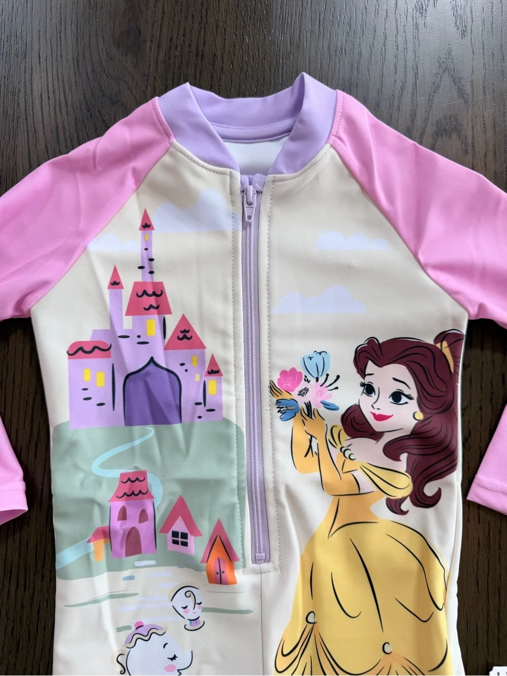 NWT Disney PatPat 12-18M Pink Yellow Belle Princess Swimsuit